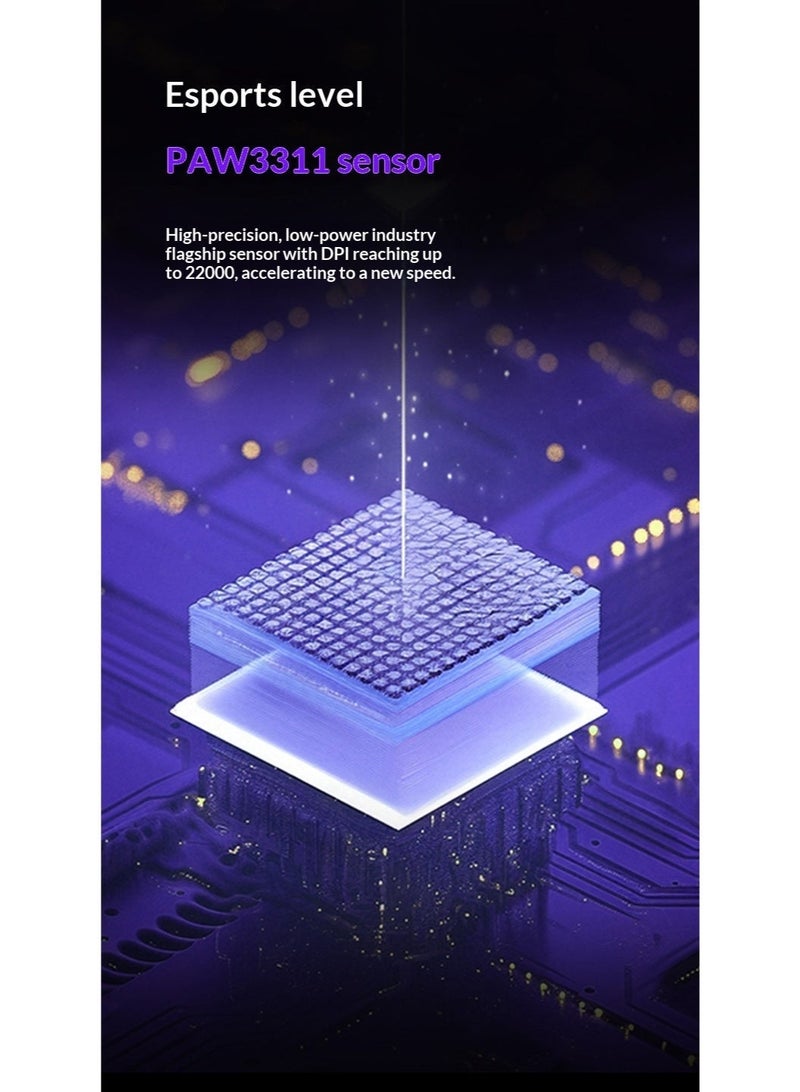 مكعب غاضب ماوس الألعاب اللاسلكي G11 - PAW3311 تصميم مجوف خفيف الوزن ثلاثي الأوضاع يعمل بتقنية Bluetooth خفيف الوزن للغاية بوزن 67 جرامًا دقة تصل إلى 22000 نقطة في البوصة مع إضاءة خلفية RGB - Image 5